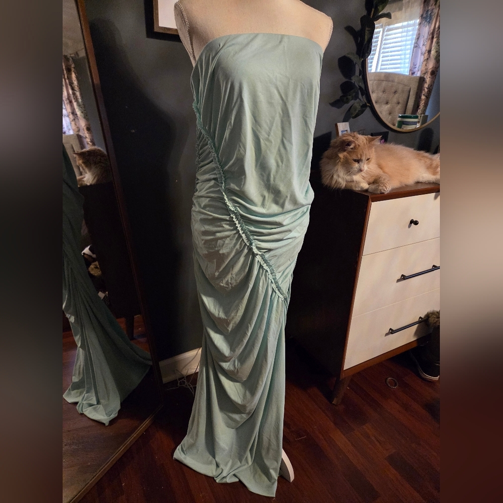 Anthropologie Mint Green Strapless Maxi Dress